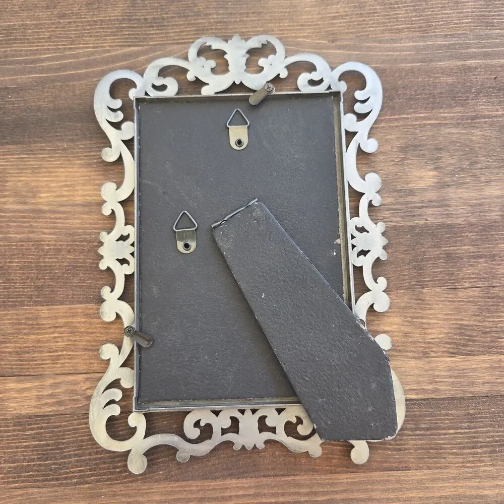 Vintage Ornate 4x6 Picture Frame Baroque Scroll Easel Tabletop Frame